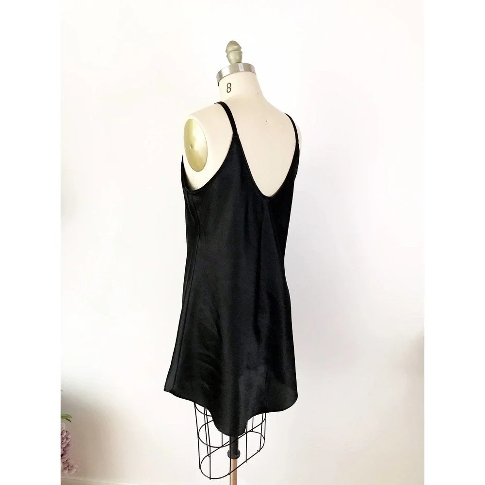 Black Mesh Slip Dress‎ with Bow Heart Print Satin - Picture 4 of 8